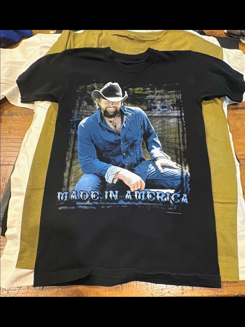 Toby Keith Made in America Graphic Tee - Black with Blue Print